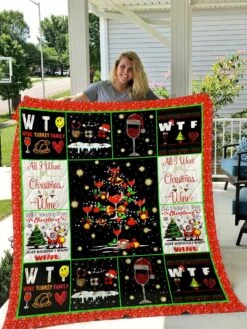 All I Want For Christmas Is Wine Quilt Bedding Set Blanket - Bluefink