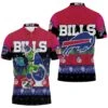 Buffalo Bills Christmas Grinch In Toilet Knitting Pattern 3D Jersey Polo Shirt - Bluefink