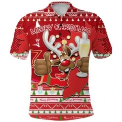 Canada Christmas Moose Polo Shirt Maple Leaf Version K13 - Bluefink