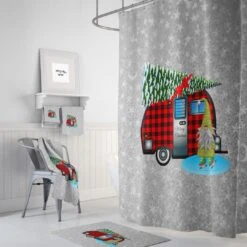 Christmas Camper Shower Curtain - Bluefink