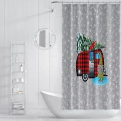 CozyHomeStore -CozyHomeStore Christmas Camper Shower Curtain 1