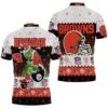 Christmas Cleveland Browns Grinch In Toilet Christmas Knitting Patt Jersey 3D Polo Shirt - Bluefink