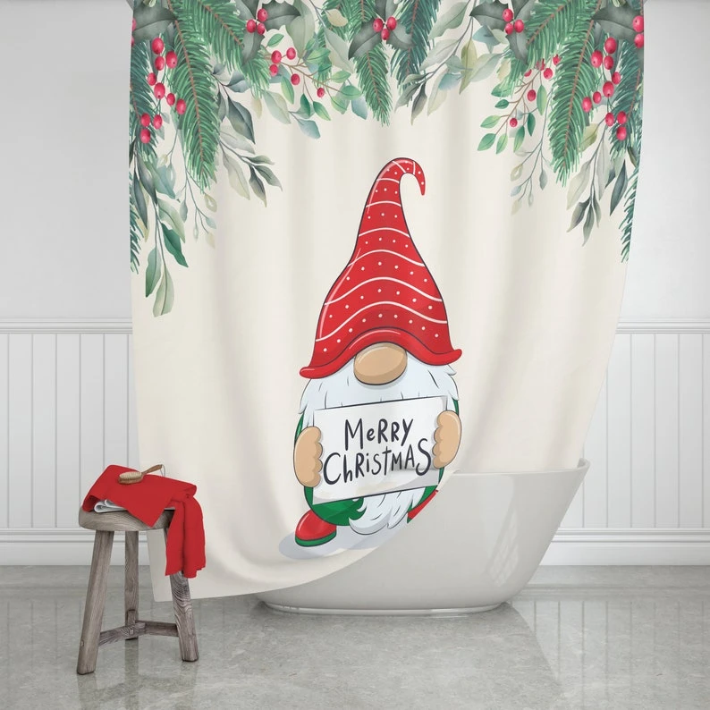 Christmas Gnome Shower Curtain Optional Towels And Bath - Bluefink 4 Christmas Gnome Shower Curtain Optional Towels And Bath - Bluefink - Image 2