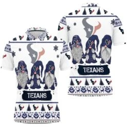 Christmas Gnomes Houston Texans Christmas 3D Polo Shirt - Bluefink