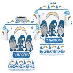 Christmas Gnomes Los Angeles Chargers Christmas 3D Polo Shirt - Bluefink