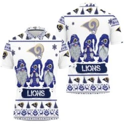 Christmas Gnomes Los Angeles Rams Christmas 3D Polo Shirt - Bluefink