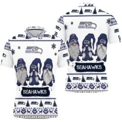 Christmas Gnomes Seattle Seahawks Christmas 3D Polo Shirt - Bluefink