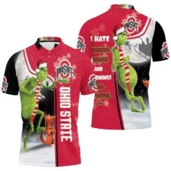 Christmas Grinch Ohio State Buckeyes I Hate Morning People 3D Polo Shirt - Bluefink