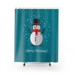 Christmas Holiday Snowman - Shower Curtain - Bluefink