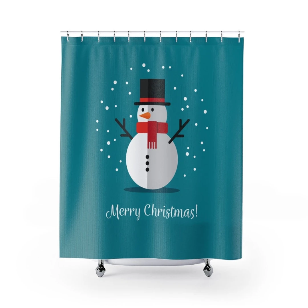 Christmas Holiday Snowman - Shower Curtain - Bluefink 3 Christmas Holiday Snowman - Shower Curtain - Bluefink