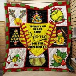 Christmas Softball Quilt Bedding Set There's No Place Like Home Blanket Quilt Bedding Set - Bluefink