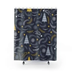 Christmas Trees And Snow Flakes - Shower Curtain - Bluefink