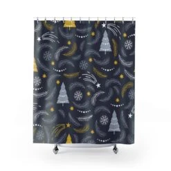 Christmas Trees And Snow Flakes - Shower Curtain - Bluefink