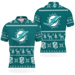 Dolphins Nfl Christmas 3D Polo Shirt - Bluefink