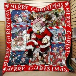 Fairy Tail Natsu Christmas Style Blanket Quilt Bedding Set Bedroom Decor, Gifts For Family - Bluefink