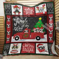 French Bulldog Christmas Quote Blanket Quilt Bedding Set - Great For Bedroom Decor And Family Gifts - Bluefink