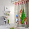 Gnomes Christmas Shower Curtain, Elf Bathroom Decor, Holiday Gnomes - Bluefink -CozyHomeStore Gnomes Christmas Shower Curtain Elf Bathroom Decor Holiday Gnomes 0
