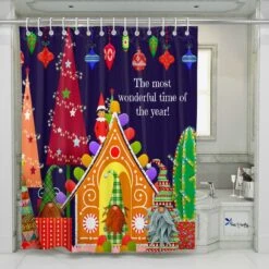 Gnomes Christmas Shower Curtain, Most Wonderful Time, Holiday Bathroom Decor - Bluefink -CozyHomeStore Gnomes Christmas Shower Curtain Most Wonderful Time Holiday Bathroom Decor 3