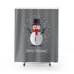 Gray Christmas Holiday Snowman Shower Curtain - Bluefink