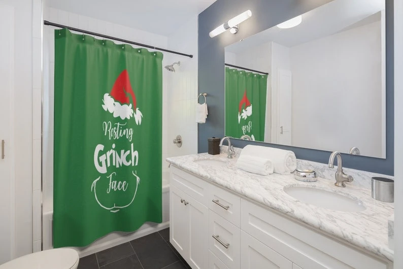 Grinch Christmas Shower Curtain For Bathroom Decor - Bluefink 4 Grinch Christmas Shower Curtain For Bathroom Decor - Bluefink - Image 2