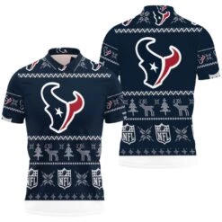 Houston Texans Christmas 3D Polo Shirt - Bluefink