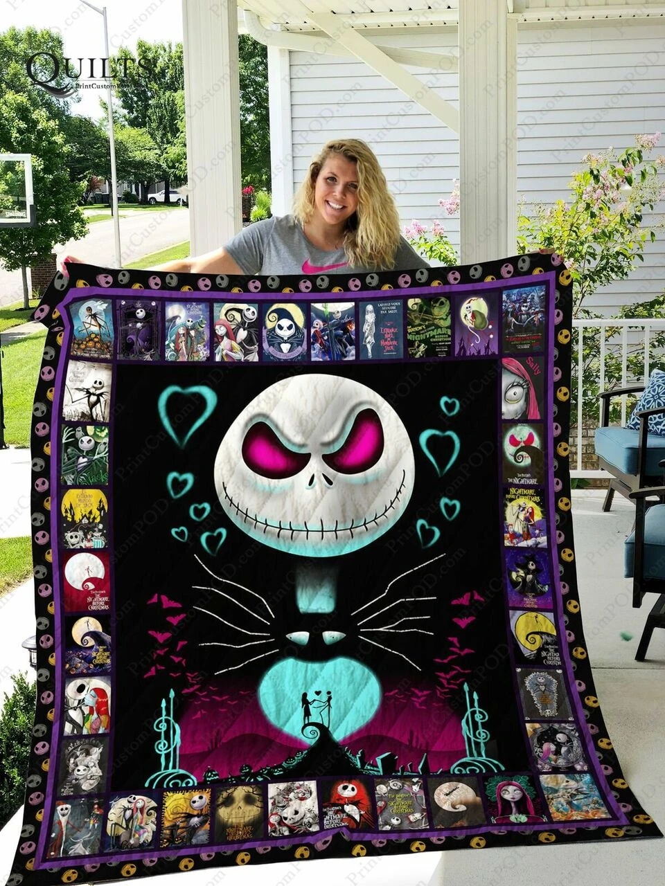 Jack Skellington The Nightmare Before Christmas Quilt Bedding Set Blanket Pumpkin King - Bluefink 3 Jack Skellington The Nightmare Before Christmas Quilt Bedding Set Blanket Pumpkin King - Bluefink