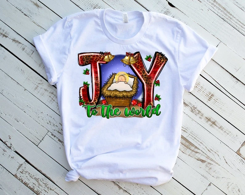 Joy Manger Scene Peace Love Miracle Christian Christmas T-Shirt - Bluefink 3 Joy Manger Scene Peace Love Miracle Christian Christmas T-Shirt - Bluefink