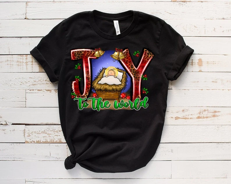 Joy Manger Scene Peace Love Miracle Christian Christmas T-Shirt - Bluefink 4 Joy Manger Scene Peace Love Miracle Christian Christmas T-Shirt - Bluefink - Image 2