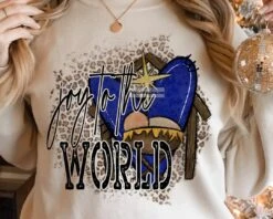 Joy To The World Christmas Nativity Scene Baby Jesus T Shirt - Bluefink