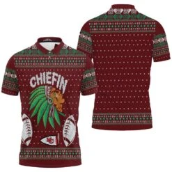 Kansas City Chiefs Chiefin Ugly Christmas 3D Polo Shirt For Fans - Bluefink