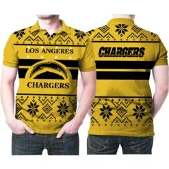 Los Angeles Chargers Light Up Ugly Christmas Style 3D Printed Gift For Los Angeles Chargers Fan Polo Shirt - Bluefink