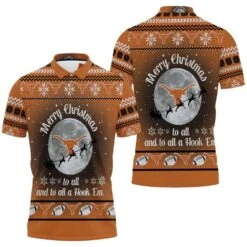 Merry Christmas To All And To All A Hook Em Texas Longhorns Ugly Christmas 3D Polo Shirt - Bluefink