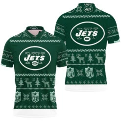 New York Jets Nfl Christmas 3D Polo Shirt - Bluefink