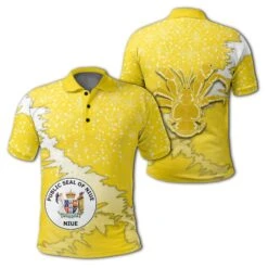 Niue Coat Of Arms Coconut Crab Christmas Polo - Yellow - X Style - Bluefink