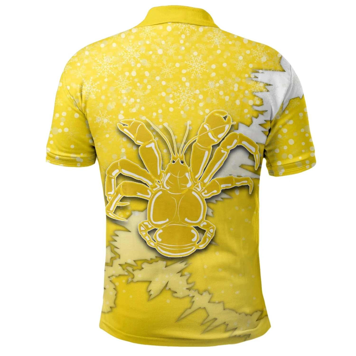 Niue Coat Of Arms Coconut Crab Christmas Polo - Yellow - X Style - Bluefink 4 Niue Coat Of Arms Coconut Crab Christmas Polo - Yellow - X Style - Bluefink - Image 2