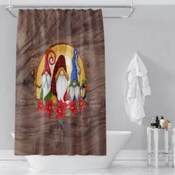 CozyHomeStore -CozyHomeStore Nordic Gnome Christmas Shower Curtain Optional Towel And Bath Mat Folknfunky Bathroom Decor 1