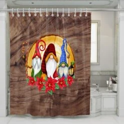 Nordic Gnome Christmas Shower Curtain, Optional Towel And Bath Mat, Folknfunky Bathroom Decor - Bluefink -CozyHomeStore Nordic Gnome Christmas Shower Curtain Optional Towel And Bath Mat Folknfunky Bathroom Decor 2