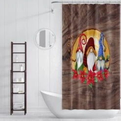 Nordic Gnome Christmas Shower Curtain, Optional Towel And Bath Mat, Folknfunky Bathroom Decor - Bluefink -CozyHomeStore Nordic Gnome Christmas Shower Curtain Optional Towel And Bath Mat Folknfunky Bathroom Decor 3