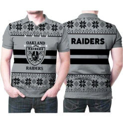 Oakland Raiders Light Up Ugly Christmas Pattern 3D Printed Gift For Oakland Raiders Fan Polo Shirt - Bluefink