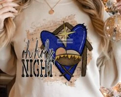 Oh Holy Night Christmas Nativity Scene Baby Jesus T Shirt - Bluefink