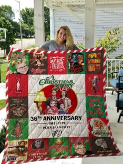 Personalized A Christmas Story Poster Quilt Bed Set Blanket - Great For Bedroom Decoration And Family Gifts - Bluefink
