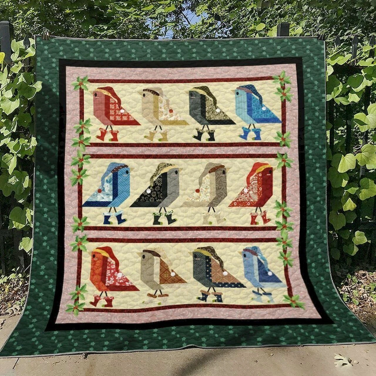 Personalized Christmas Bird Quilt Bedding Set - Great For Bedroom Decor And Family Gifts - Bluefink 3 Personalized Christmas Bird Quilt Bedding Set - Great For Bedroom Decor And Family Gifts - Bluefink