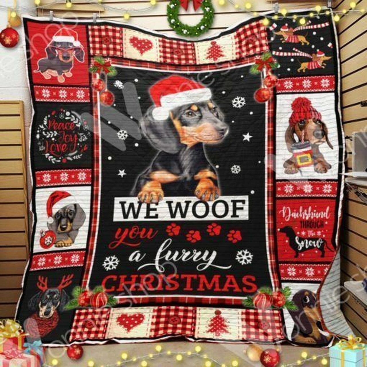 Personalized Dachshund Dog Christmas Quilt Bedding Set For Home Decor - Bluefink 3 Personalized Dachshund Dog Christmas Quilt Bedding Set For Home Decor - Bluefink