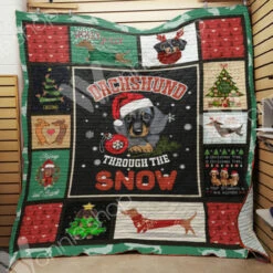 Personalized Dachshund Dog Christmas Quilt Bedding Set For Home Decor And Family Gifts - Bluefink