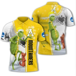 Personalized Funny Christmas The Grinch Appalachian State Mountaineers NCAA I Hate Morning People Polo Shirt - Bluefink