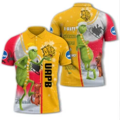 Personalized Funny Christmas The Grinch Arkansas PB Golden Lions NCAA I Hate Morning People Shirt Gifts Unisex 3D Polo - Bluefink