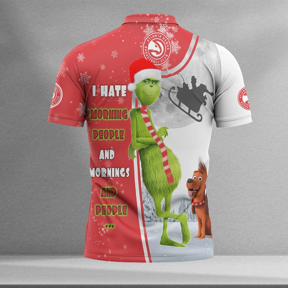 Personalized Funny Christmas The Grinch Atlanta Hawks NBA I Hate Morning People Shirt Gifts Unisex 3D Polo - Bluefink 4 Personalized Funny Christmas The Grinch Atlanta Hawks NBA I Hate Morning People Shirt Gifts Unisex 3D Polo - Bluefink - Image 2