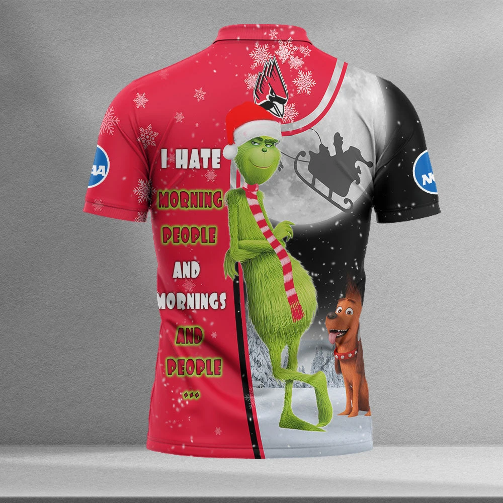 Personalized Funny Christmas The Grinch Ball State Cardinals NCAA I Hate Morning People Shirt Gifts Unisex 3D Polo - Bluefink 4 Personalized Funny Christmas The Grinch Ball State Cardinals NCAA I Hate Morning People Shirt Gifts Unisex 3D Polo - Bluefink - Image 2