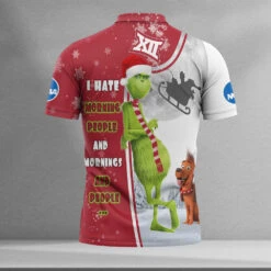Personalized Funny Christmas The Grinch Big 12 Conference NCAA I Hate Morning People Shirt Gifts Unisex 3D Polo - Bluefink -CozyHomeStore Personalized Funny Christmas The Grinch Big 12 Conference NCAA I Hate Morning People Shirt Gifts Unisex 3D Polo 1