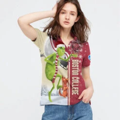 Personalized Funny Christmas The Grinch Boston College Eagles NCAA I Hate Morning People Shirt Gifts Unisex 3D Polo - Bluefink -CozyHomeStore Personalized Funny Christmas The Grinch Boston College Eagles NCAA I Hate Morning People Shirt Gifts Unisex 3D Polo 2